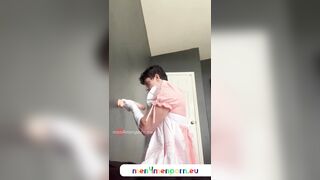Cjclark Clarks Official wears Pink Maid costume for some hot solo action