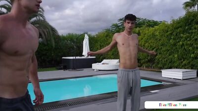 Angel Dario Garcia, Melvin Moore, and Guillechoa take a hard pounding outside in Volume 1 of OnlyFans.com's training video