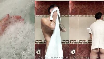 Twins Castro plays with foam & gives a hot jerk off