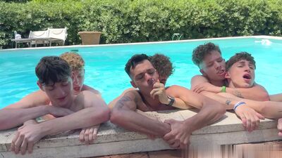 Watch Twinkhousexx, Mathew, and Andre twink as they bareback and take on the Pool Boy's huge cock in the pool!