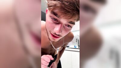 Braden Sherota gets his cum load stuffed in his ass in a hot solo session