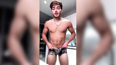 Braden Sherota gets his cum load stuffed in his ass in a hot solo session