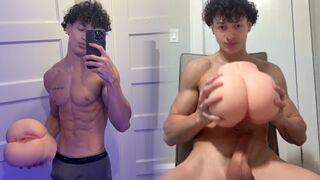 Loverrboyleo pounds a silicone pussy with his massive cock until he cums hard