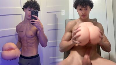 Loverrboyleo pounds a silicone pussy with his massive cock until he cums hard