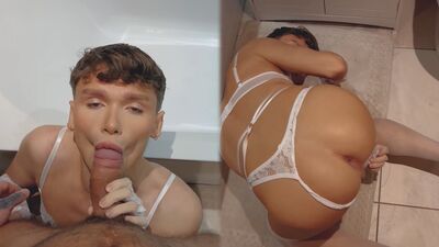 GudelZilv Creampies His Twink Femboy Wearing Sexy White Lingerie
